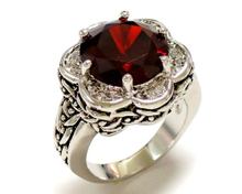 Garnet and Clear CZ ring