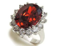 Garnet and Clear CZ Ring
