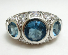 Aqua Color and Clear CZ Ring
