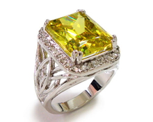 Peridot CZ and Clear Crystal Ring