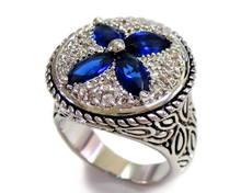 Blue Stone and Clear CZ Ring