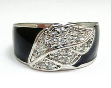 CZ with Black Enamel Ring