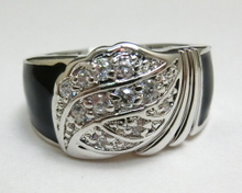 CZ with Black Enamel Ring