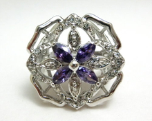 Amethyst and Clear CZ Flower Ring