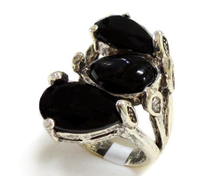 Black Onyx and Black Glass Stone Ring