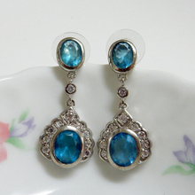 Aqua Color Hanging Stud Earrings