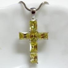 Emerald Cut Cross Pendant