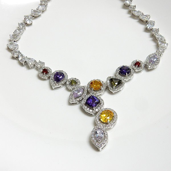 Multicolor CZ Bridal Necklace