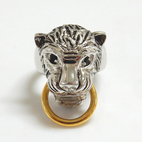 Leopard Two Tone Antique Black Eyes Ring