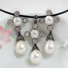 Pearl and CZ Fashion Jewelry Set