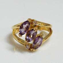 Gemstone Amethyst Marquise Ring 