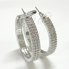 C-Hoop 3-Row CZ Earrings