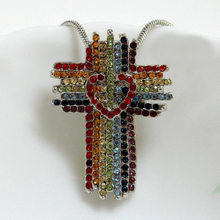Multicolor Crystal Cross Pendant